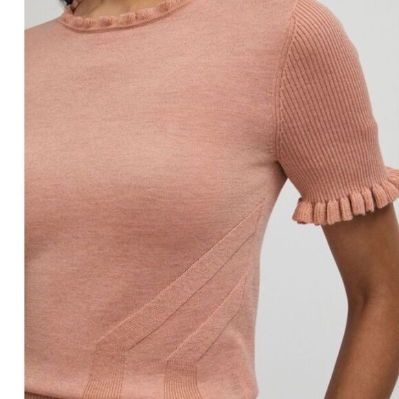 Paige Triste Metallic Ruffle Trim Top in Peach Metallic, Size XL, NWT - Picture 4 of 13